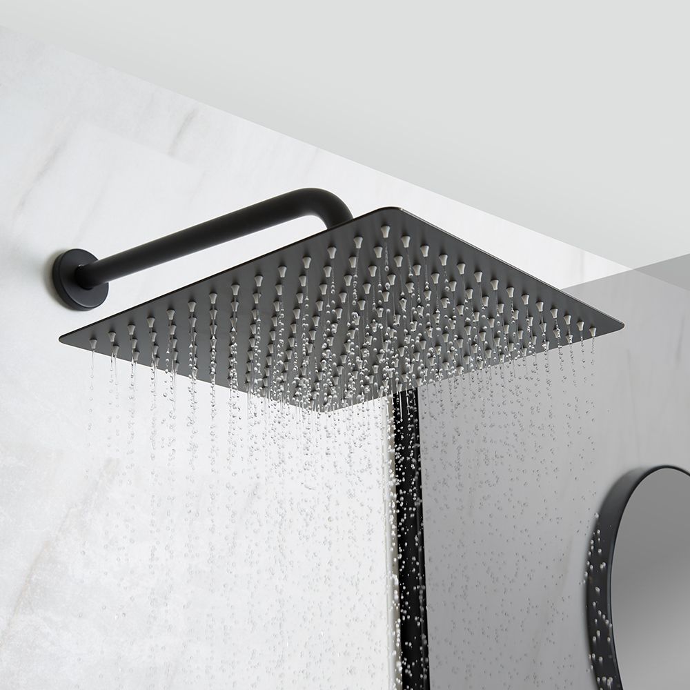 Milano Nero - Black Thermostatic Shower with Diverter, Square Shower Head and Hand Shower (2 Outlet)