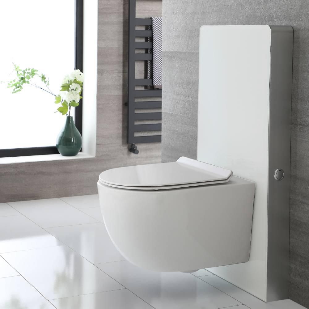 Milano Arca - White 500mm Compact WC Unit with Overton Rimless Toilet