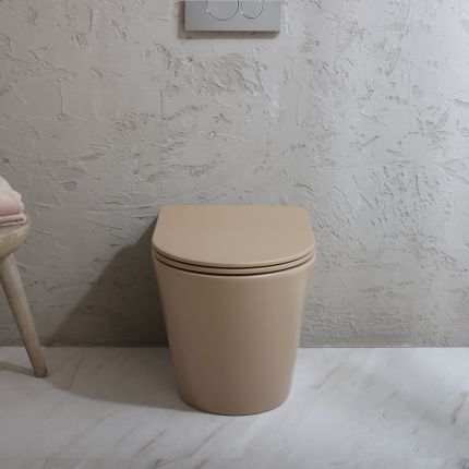 Milano Elements - Modern Round Back to Wall Toilet with Soft Close Seat - Choice of Finish