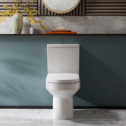 Milano Ballam - Modern Close Coupled Toilet with Soft Close Seat - Choice of Flush Button Finish