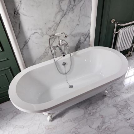 Milano Legend - 1780mm x 825mm Double Ended Roll Top Freestanding Bath with Choice of Feet