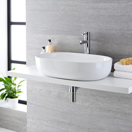 590X425mm Oval Ceramic Counter Top Basin