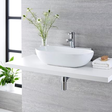 555x395mm Ceramic Wall Hung Counter Top Basin