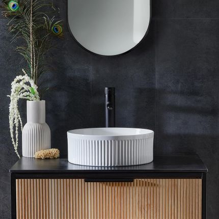 370mm Round Ceramic Countertop Fluted Basin