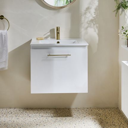Milano Lurus - 600mm Wall Hung Modern Vanity Unit with Basin - Choice of Finish and Handles