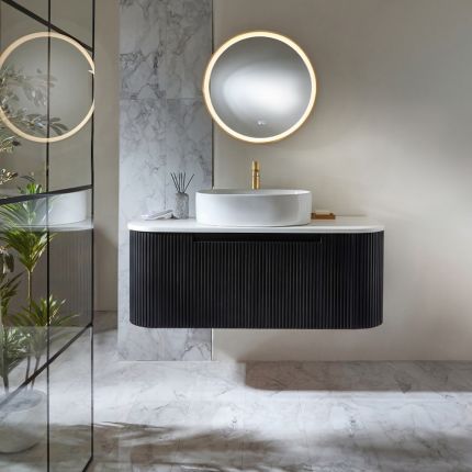 Milano Chalton - Curved Wall Hung Fluted Vanity Unit - Choice of Finish, Size and Basin