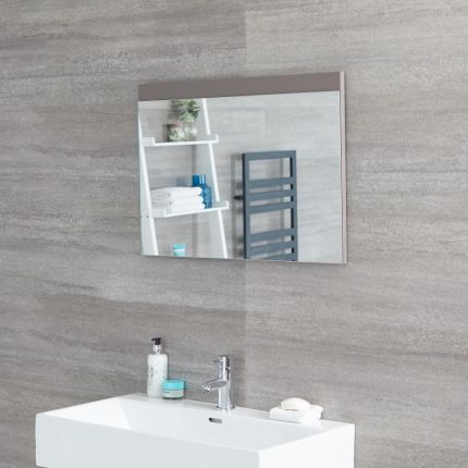 Milano Oxley - Grey Modern Wall Hung Mirror - 700mm x 500mm