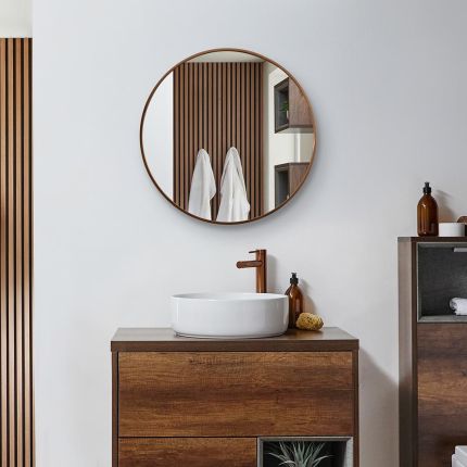 Milano Annalise - Brushed Copper Round Wall Hung Mirror - 600mm