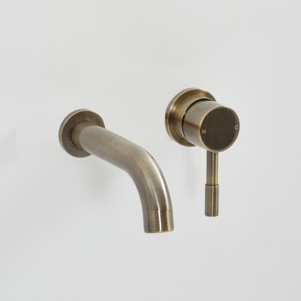Milano Clarus - Modern Wall Mounted Basin Mixer Tap - Aged Gold