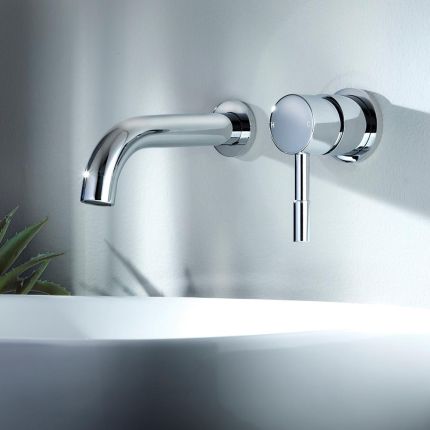 Milano Mirage - Modern Wall Mounted Round Basin Mixer Tap - Chrome