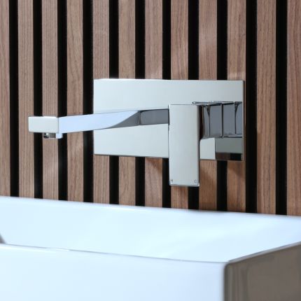 Milano - Modern Square Wall Mounted Basin Mixer Tap - Choice of Finish
