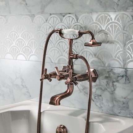 Milano Earlham - Art Deco Wall Mounted Bath Shower Mixer Tap - Choice of Finish