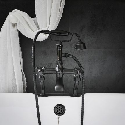 Milano Elizabeth - Traditional Crosshead Bath Shower Mixer Tap - Black