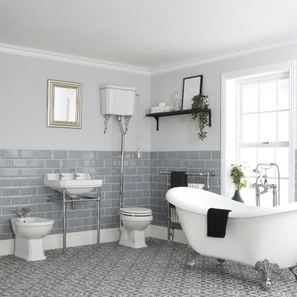 Milano Richmond - Traditional Bathroom Suite with Freestanding Bath, High Level Toilet, Washstand Basin and Bidet
