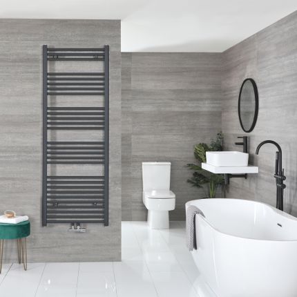 Milano Neva - Anthracite Central Connection Heated Towel Rail - Choice of Size