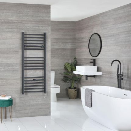 Milano Artle - Electric Anthracite Straight Heated Towel Rail - Choice of Size and Heating Element