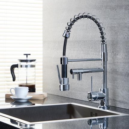 Milano Mirage - Modern Pull Down Spray Kitchen Mixer Tap - Chrome