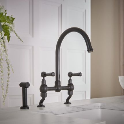 Milano Elizabeth - Traditional Cranked Bridge Kitchen Mixer Tap with Pull-Out Spray - Choice of Finish