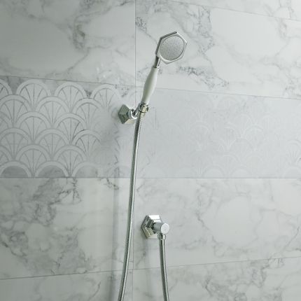 Milano Earlham - Art Deco Hand Shower with Wall Bracket and Outlet Elbow - Choice of Finish