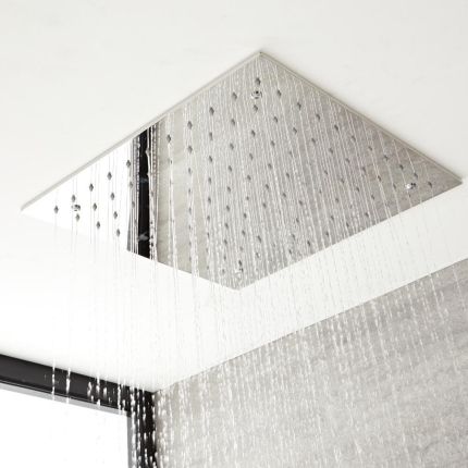 Milano Arvo - Modern 400mm Square Recessed Shower Head - Chrome