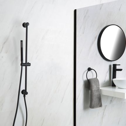 Milano Nero - Modern Riser Rail Kit with Hand Shower and Outlet Elbow - Black