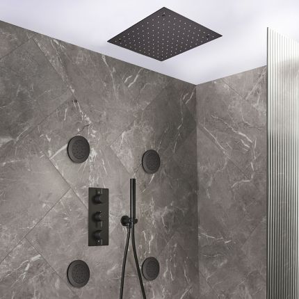 Milano Otto - Modern Thermostatic Shower with Recessed Shower Head, Body Jets and Hand Shower - Choice of Finish (3 Outlets)