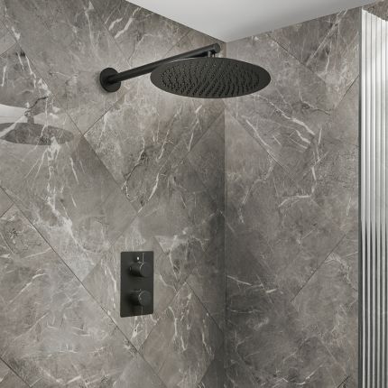 Milano Otto - Modern Thermostatic Shower with Wall Mounted Shower Head - Choice of Finish (1 outlet)