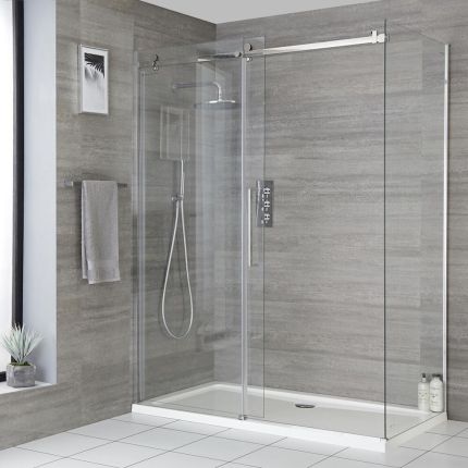 Milano Portland - Frameless Sliding Door Shower Enclosure - Choice of Sizes and Side Panel