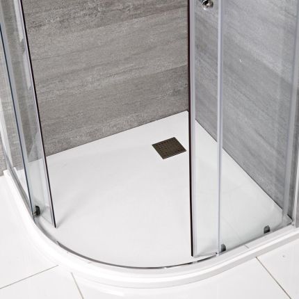 Milano Rasa - Matt White Slate Effect Quadrant Shower Tray - 900mm