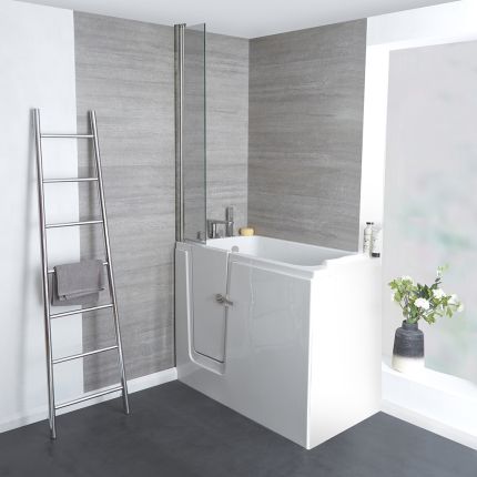 Milano Merso - 1210mm x 660mm Easy Access Walk-In Deep Soak Bath - Choice of Screen and Left / Right Hand Options