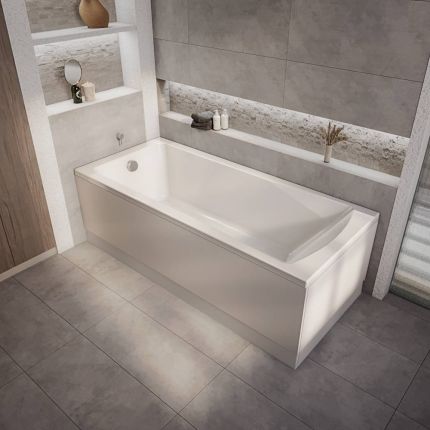 Milano Elswick - 1700mm x 750mm Modern Square Single Ended Standard Bath - Choice of Panels