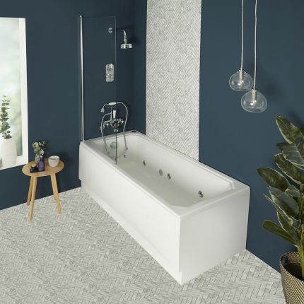 Milano Richmond - Traditional Whirlpool Single Ended Spa Bath with Chrome Screen - Choice of Sizes and Panels