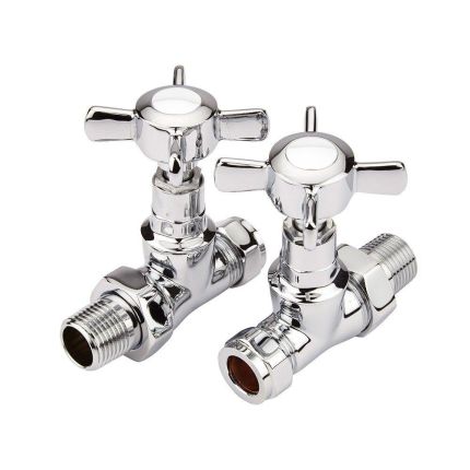 Milano - Chrome Traditional Straight Radiator Valves (Pair)