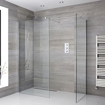 Milano Portland - Corner Wet Room Shower Enclosure - Choice of Glass Size & Drain