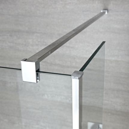 Milano Portland - 1950mm Wet Room Screen - Chrome - Choice of Sizes and Hinged Return Panel