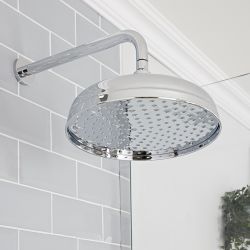 Milano Elizabeth - Chrome 300mm Traditional Apron Shower Head and Wall Arm