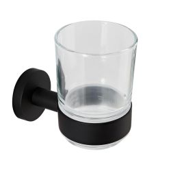 Milano Nero - Black Modern Wall Hung Tumbler with Holder