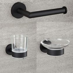 Milano Nero - Black Modern 3 Piece Bathroom Accessory Set