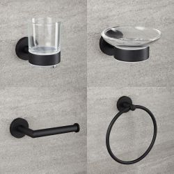 Milano Nero - Black Modern 4 Piece Bathroom Accessory Set