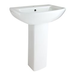 Milano Dalton - Modern 600mm Basin with Full Pedestal - (1 Tap Hole)