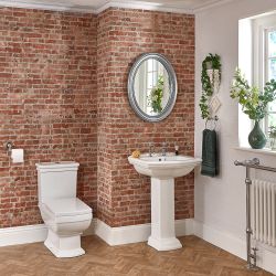 Milano Sandringham - Traditional Close Coupled Toilet and 2 Tap-Hole Pedestal Basin Set