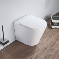 Milano Colby - White Modern Back To Wall Toilet with Soft Close Seat