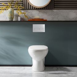 Milano Newby - White Modern Back To Wall Toilet with Soft Close Seat