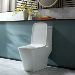 Milano Longton - Modern Close Coupled Toilet with Soft Close Seat - Choice of Flush Button Finish