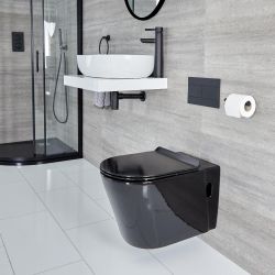 Milano Nero - Wall Hung Toilet with Soft Close Seat - Black