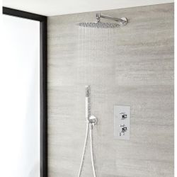 Milano Mirage - Chrome Thermostatic Shower with Diverter, Shower Head and Hand Shower (2 Outlet)