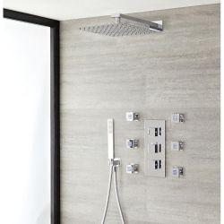 Milano Arvo - Chrome Thermostatic Shower with Diverter, Hand Shower, Shower Head and Body Jets (3 Outlet)