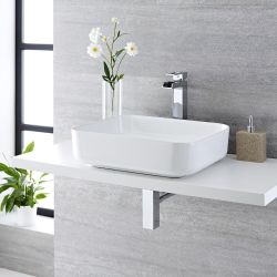 Milano Longton - White Modern Rectangular Countertop Basin - 500mm x 400mm (No Tap-Holes)