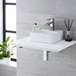 Milano Dalton - White Modern Square Countertop Basin - 280mm x 280mm (1 Tap-Hole)