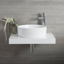 Milano Art - White Modern Round Countertop Basin - 395mm (No Tap-Holes)